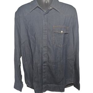 Levis Red Tab Denim Button Down Shirt Dark Wash Mens Size  Large